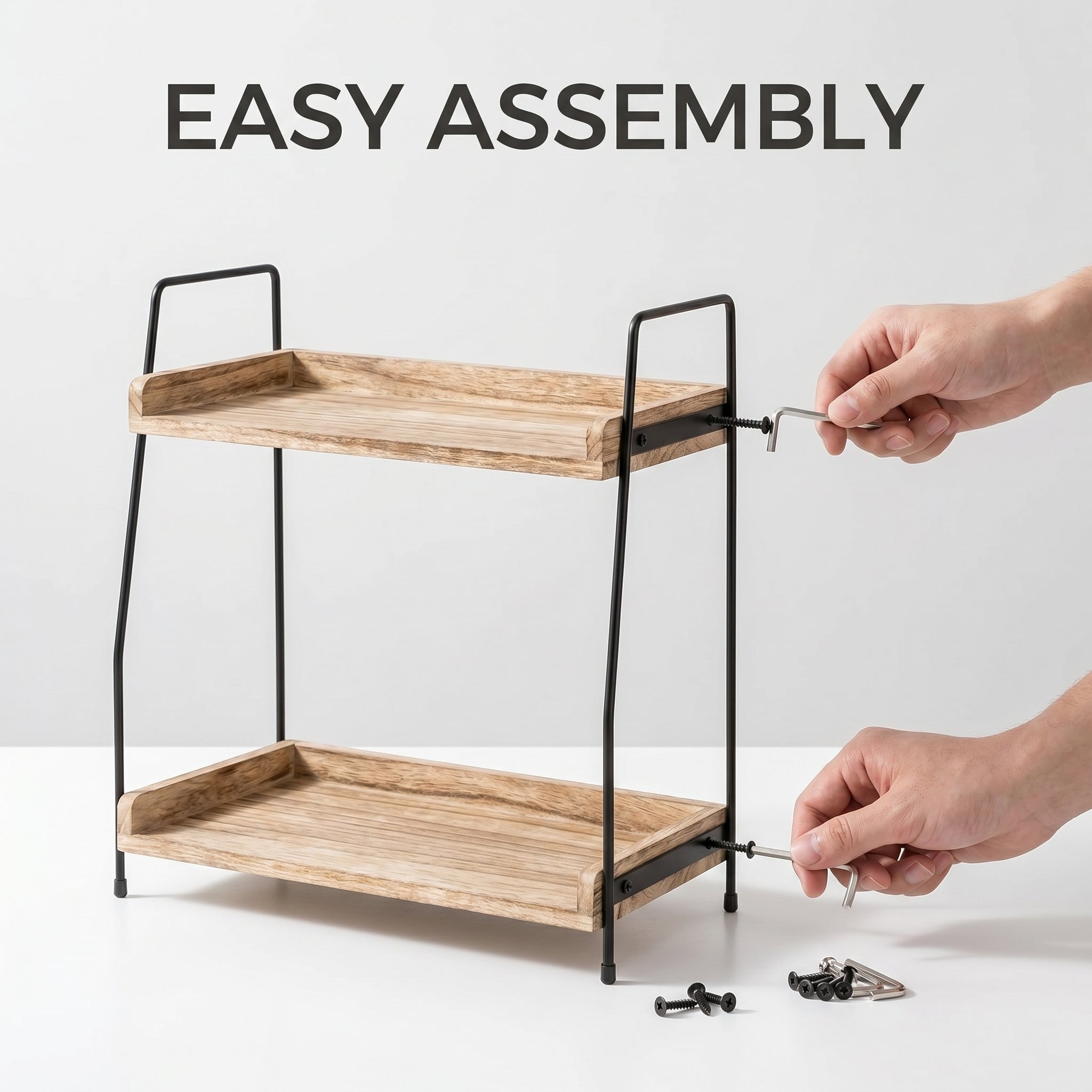 2-Tier Wood Organizer for Kitchen, Bathroom & Office Countertop