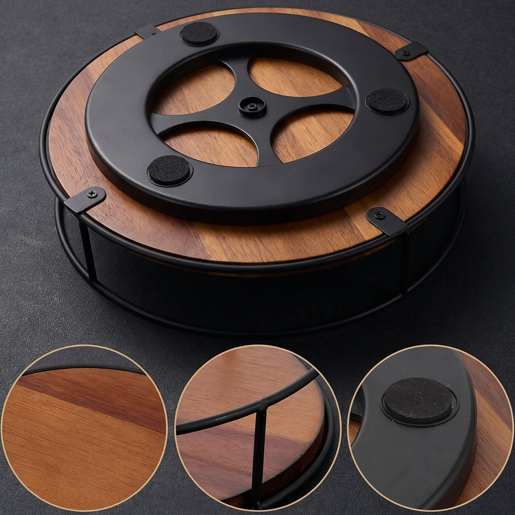 Acacia Wood Turntable – Wooden Serving Tray & Kitchen Organizer