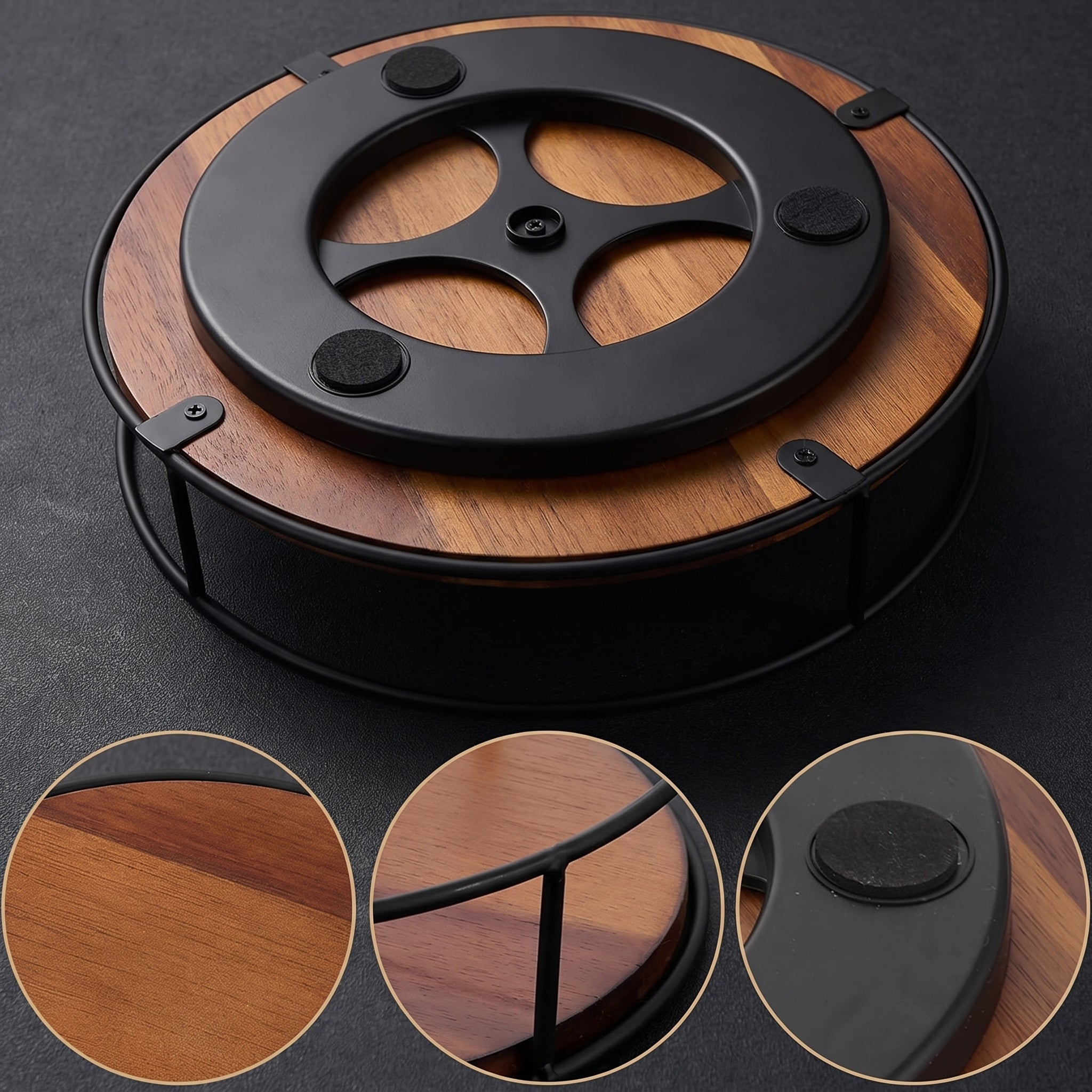 Acacia Wood Turntable – Wooden Serving Tray & Kitchen Organizer