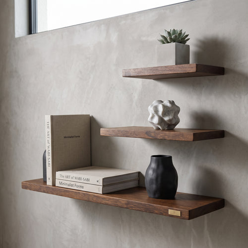 Floating Wooden Wall Shelf | Minimalist Home Organizer