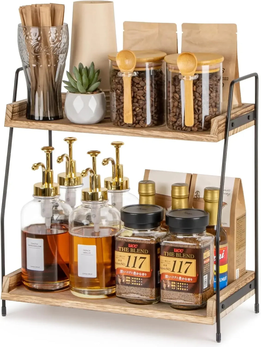 2-Tier Wood Organizer for Kitchen, Bathroom & Office Countertop